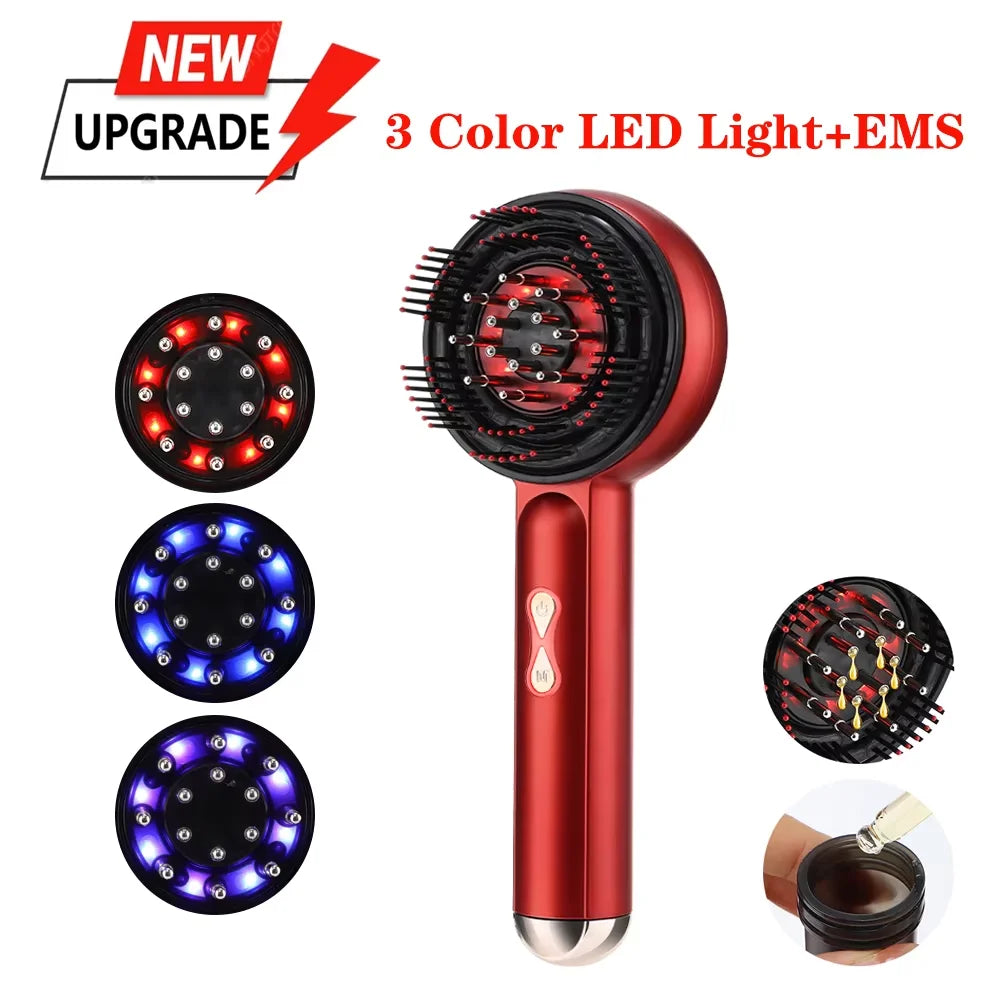 Electric Scalp Vibration Massage Comb Infrared Head Knead Massager Red Light Hair Growth Liquid Oil Applicator Anti-Hair Loss